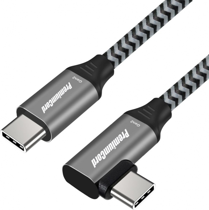 Cablu USB 3.2-C Gen 2 la USB type C unghi 90 grade T-T brodat 1m 3A/60W, ku31cu1 imagine noua